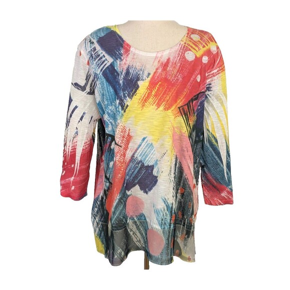 Jess & Jane Womens XL Abstract Print Lightweight Pullover Tunic Top - Picture 1 of 8
